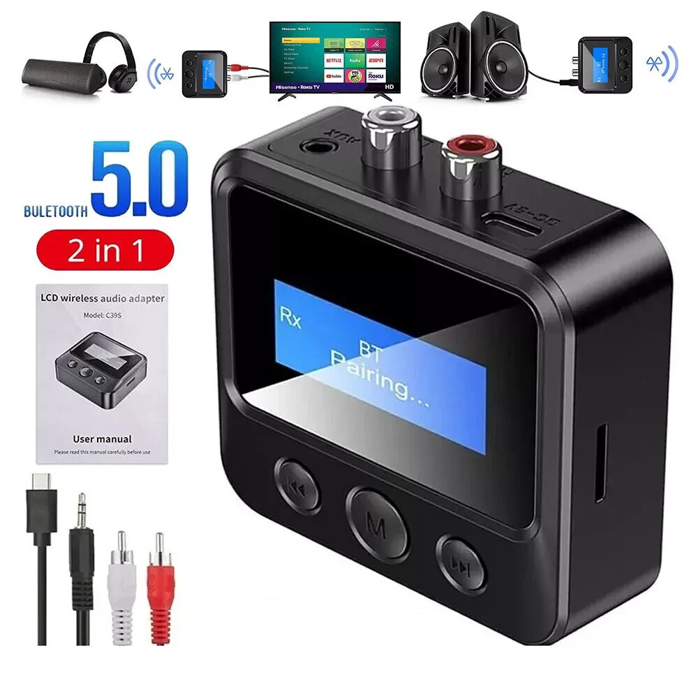 Bluetooth 5.0 Transmitter Receiver Wireless NFC Audio Adapter 3.5mm AUX To RCA