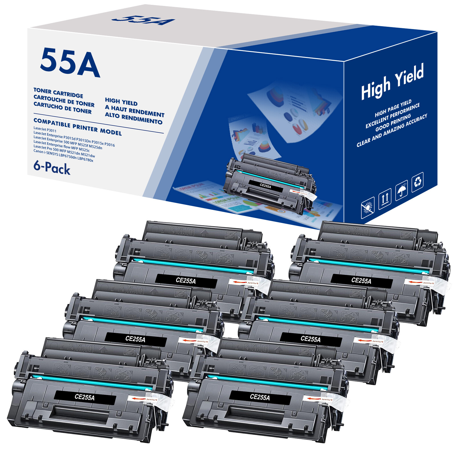 CE255A High Yield CE255A Toner Cartridge for HP LaserJet P3015n P3015x P3016 LOT