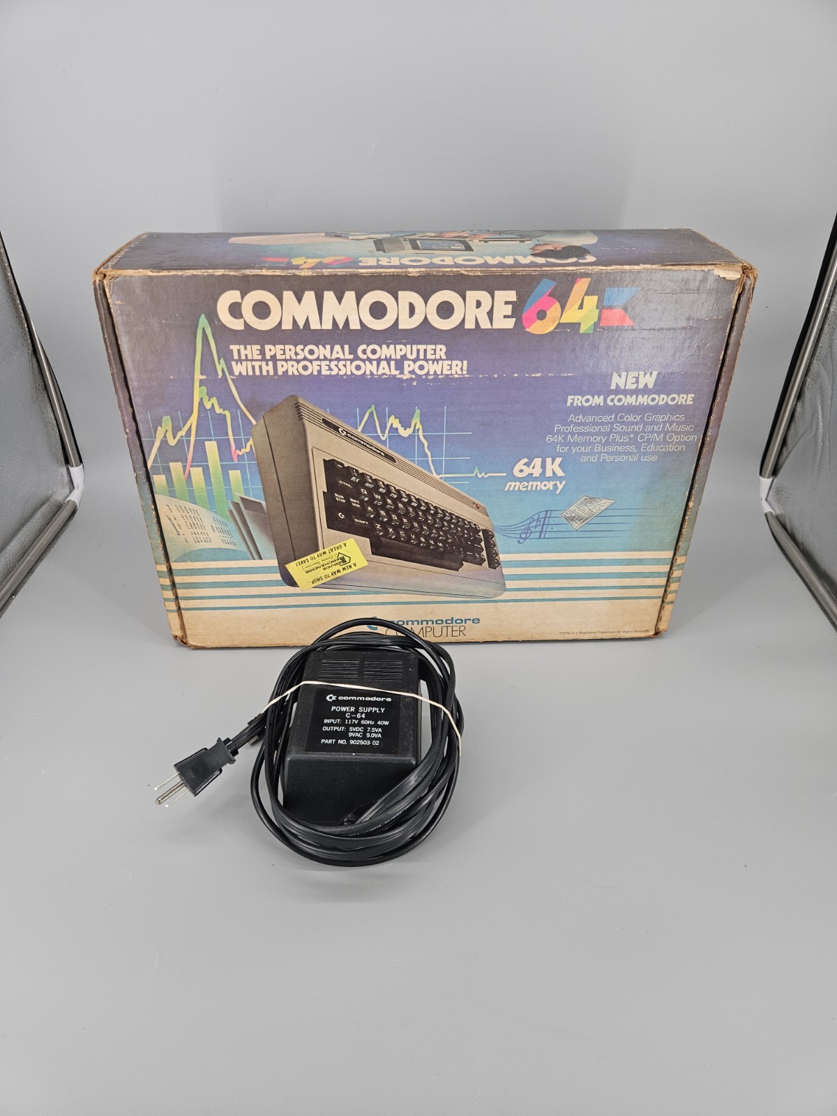 Commodore 64 Computer Box & Oem Power Cord Replacement Only Vtg Gaming