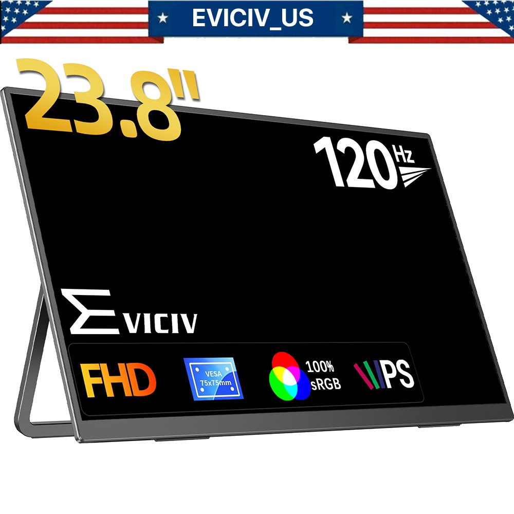 EVICIV 23.8" Up To 120Hz Portable Gaming Monitor AMD FreeSync Premium 1080P 2025