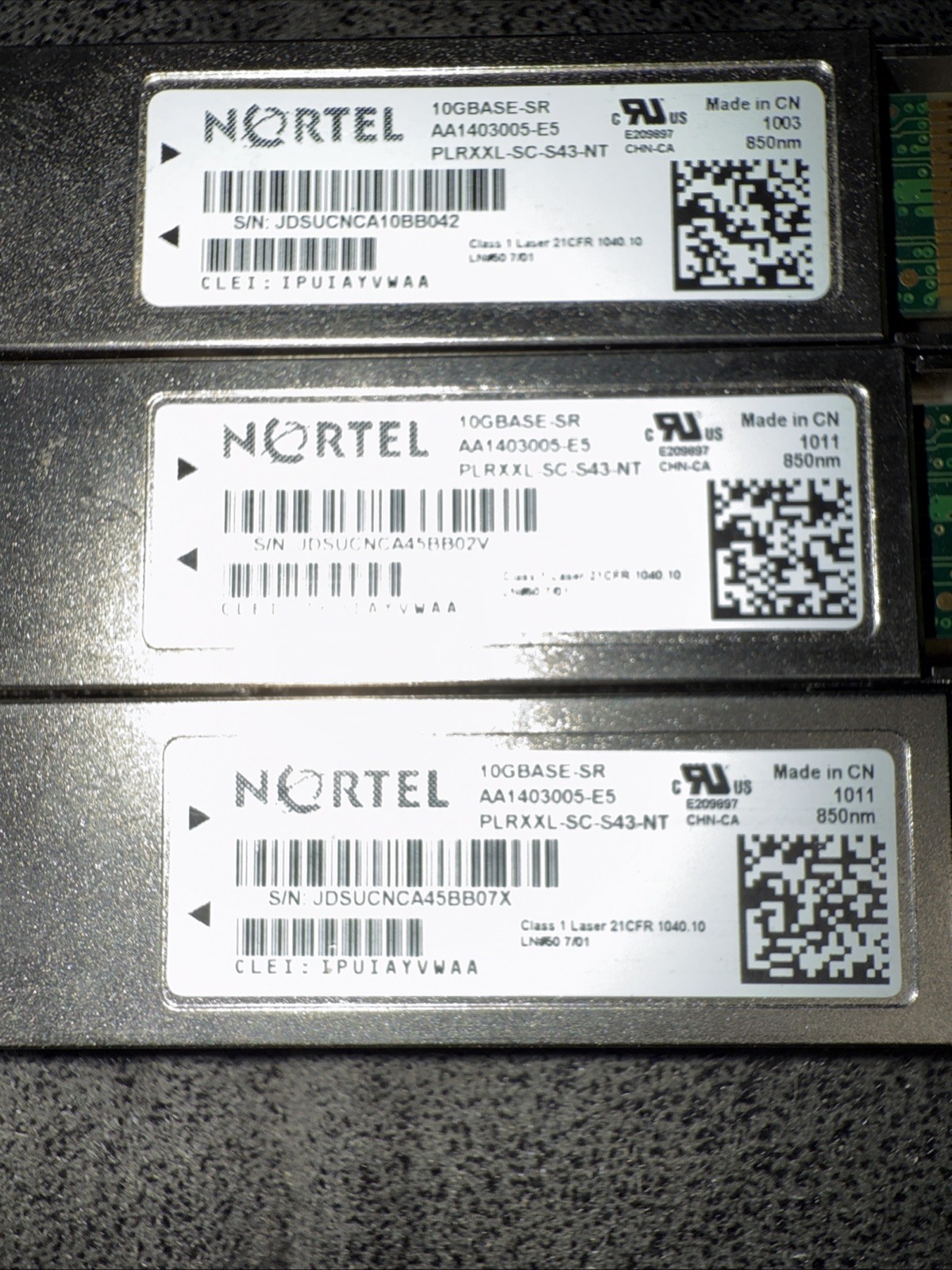 Nortel AA1403005-E5 10GBASE-SR SFP+ Transceiver PLRXXL-SC-S43-NT 850nm SFP 850nm