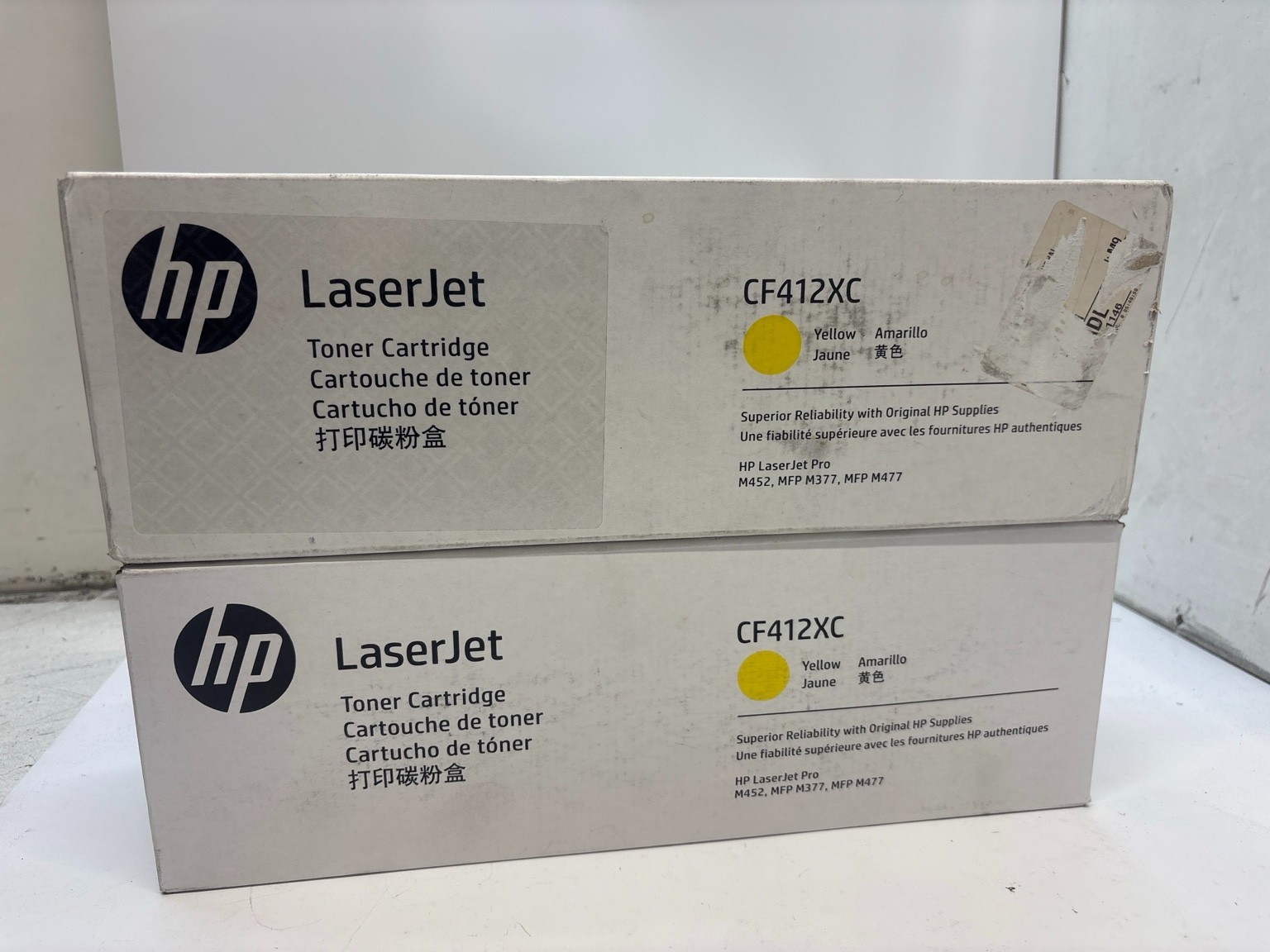 Lot 2 Genuine HP 410X CF412XC Yellow High Yield Toner Cartridge OEM Sealed T8E1