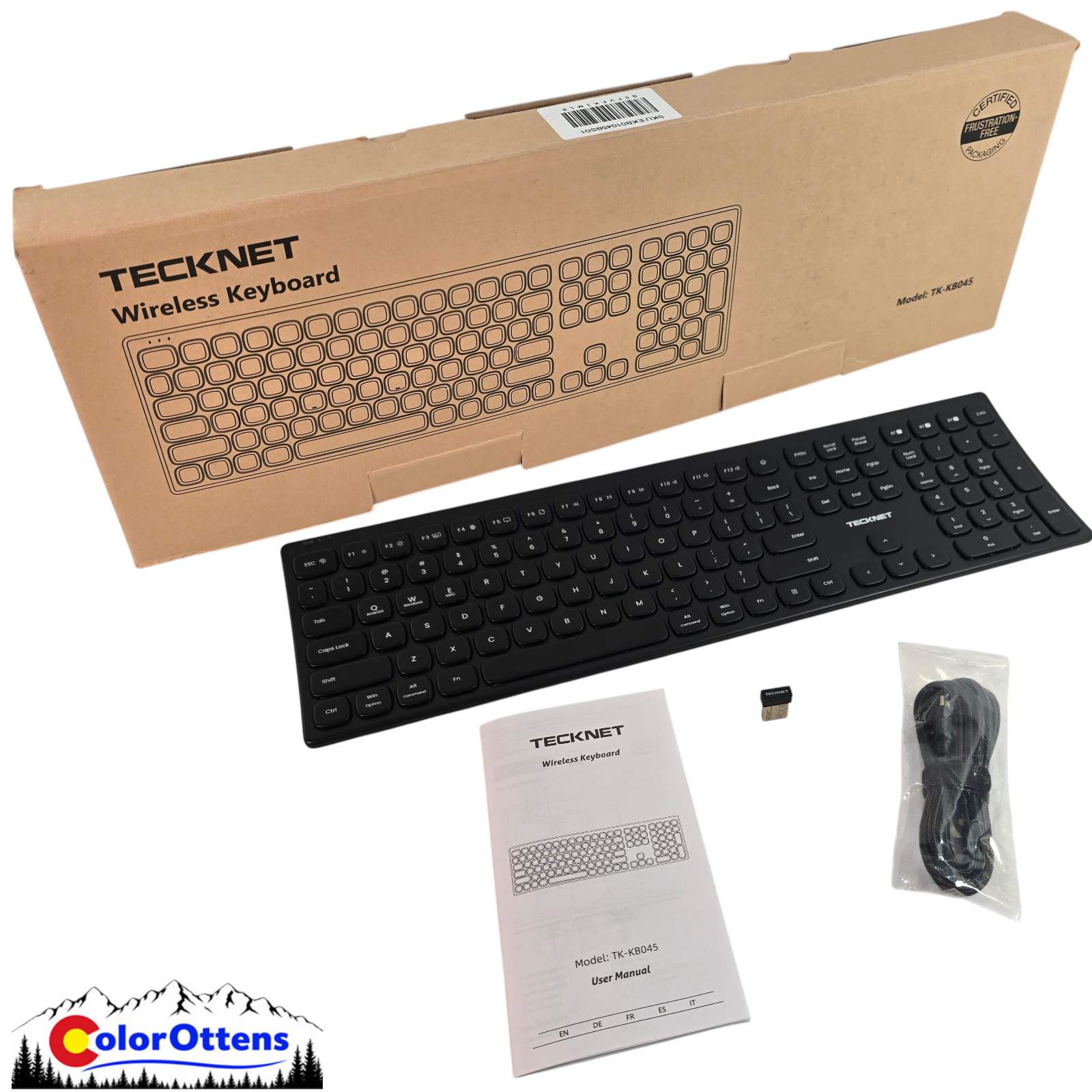 TECKNET TK-KB045 Wireless Bluetooth Keyboard 2.4G USB-C Rechargeable 5 Devices