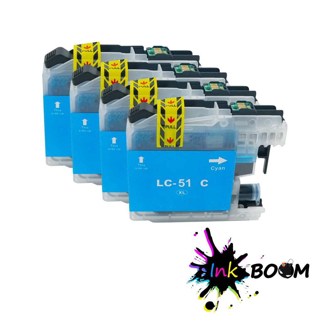 4 Cyan Ink Cartridge fits Brother LC51 DCP-350C DCP-750CW MFC-465CN MFC-880CDWN