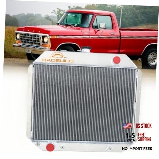 CU433 4 Row Aluminum Radiator for 1966-1979 Ford F100 F150 F250 4 Row Radiator