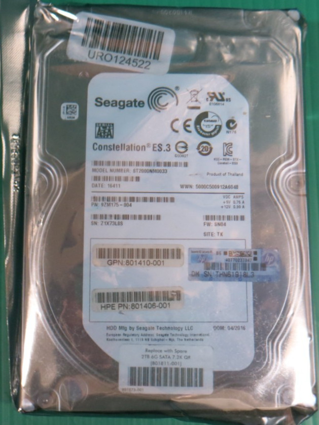 HP Seagate 2TB / 128MB SATA 7.2K / 3.5” HDD ST2000NM0033 / 801-406-001 / REFURB