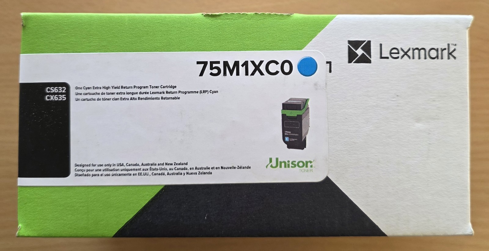 NEW Genuine Lexmark Extra High Yield Toner 75M1XC0 Cyan Toner CS632 CS635 OEM