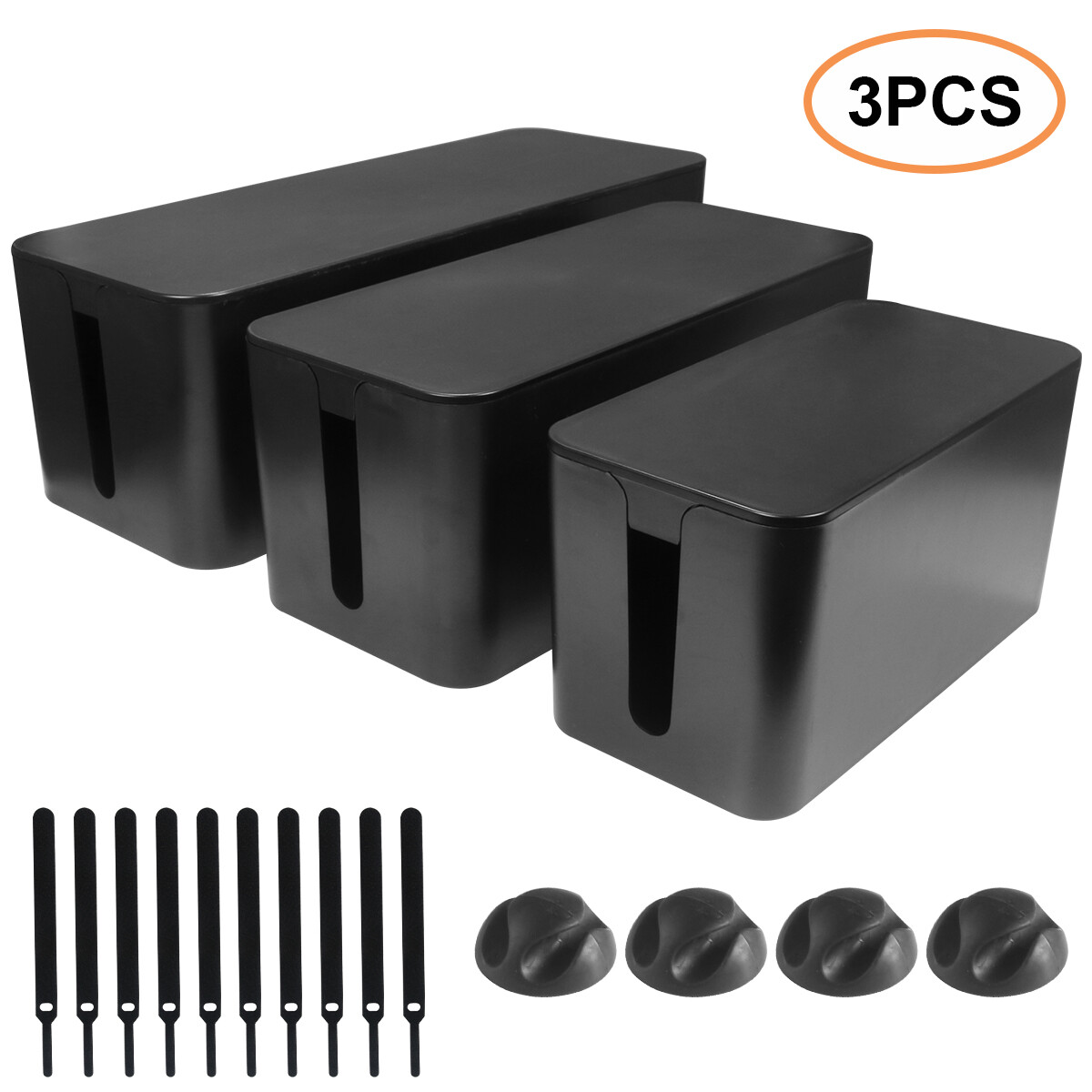 3Pack Cable Organizer Box Cable Management Box with Cord Hider Box Safe Material