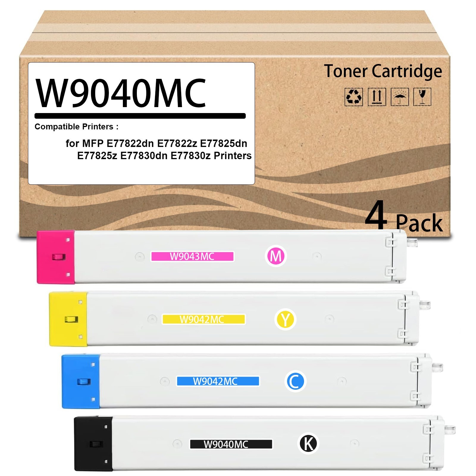 4 Pack w9040mc W9190mc  Toner Cartridge Compatible for MFP E77822dn E77822z