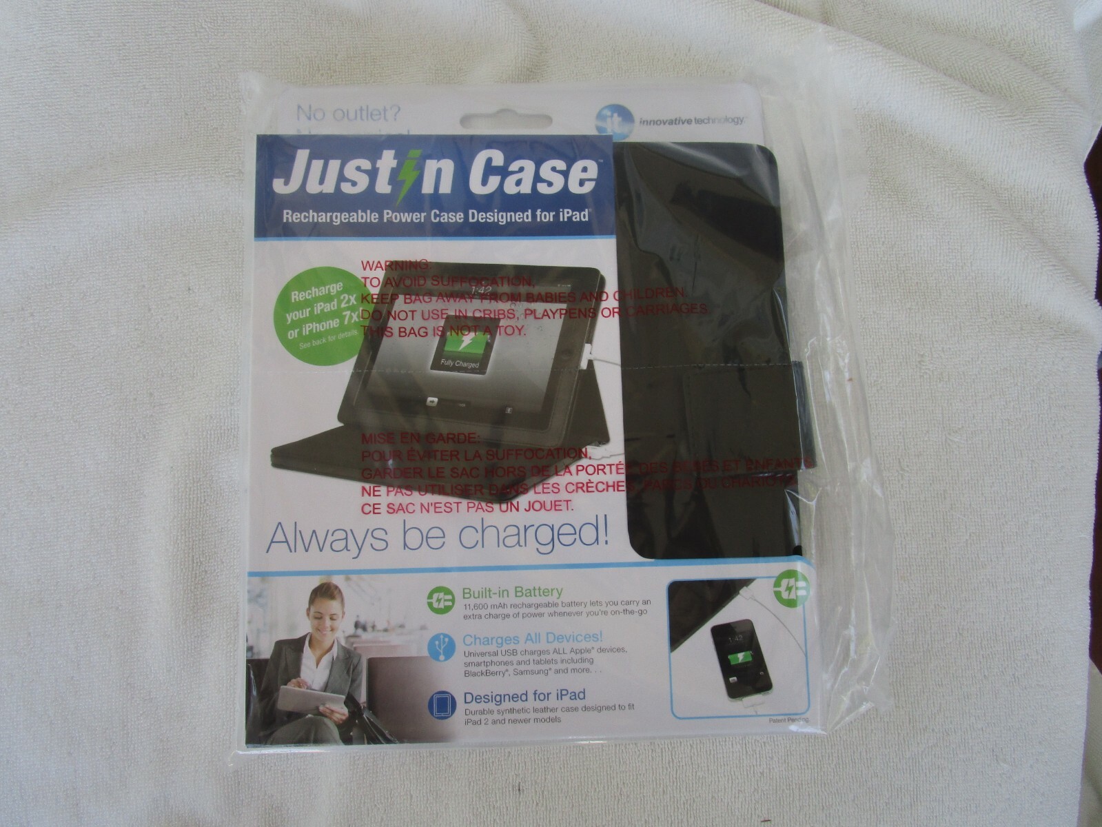 Innovative Technology Just In Case Rechargeable Power Case ~I PAD+PHONES+MORE