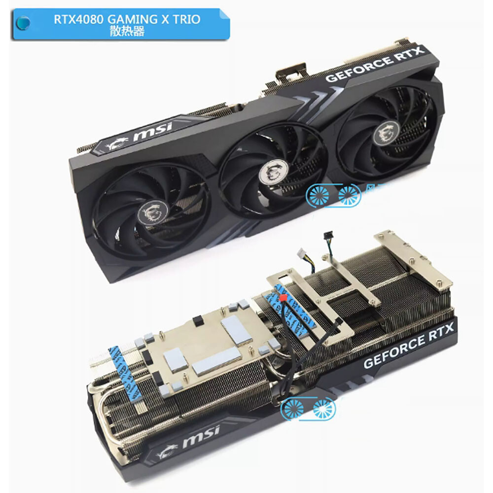 For MSI RTX4080 GAMING X TRIO Graphics Card Cooling Fan Heatsink Black/ White