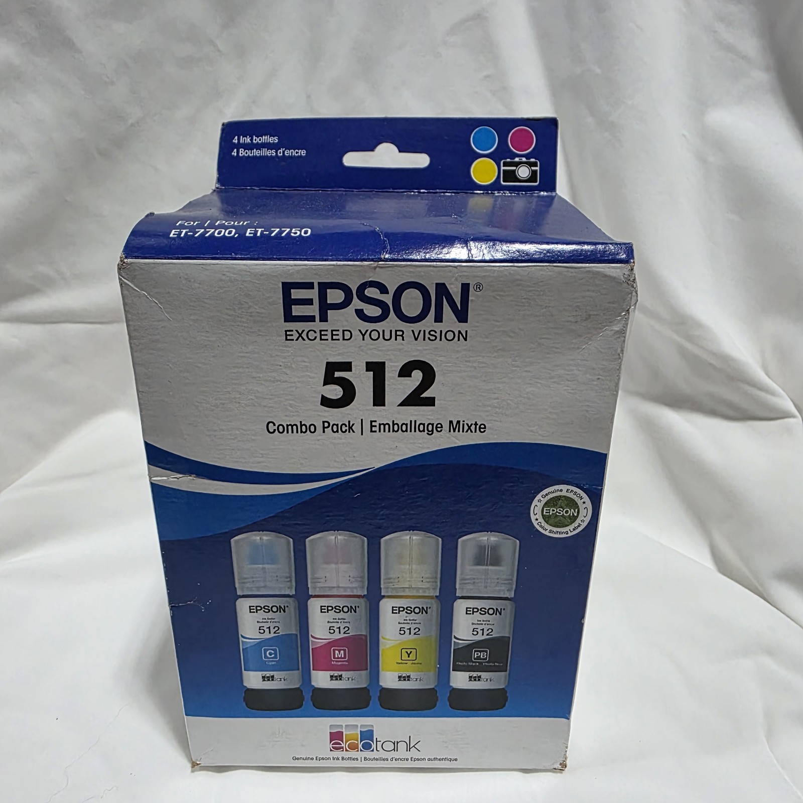 Epson 512 Ink Bottle 4-Pack for ET-7700 ET-7750 Genuine New Sealed Exp 04/2020