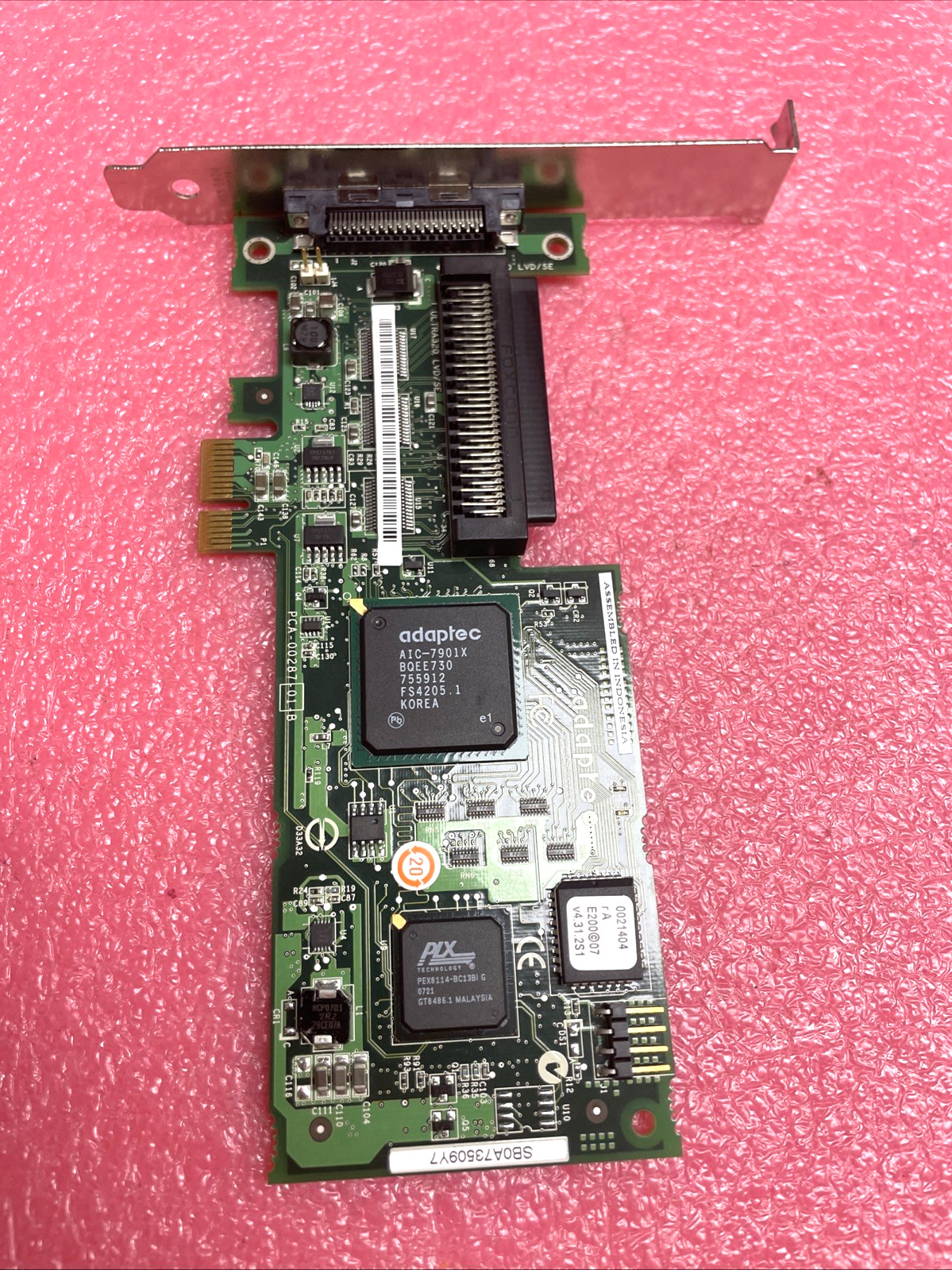 NICE ADAPTEC ASC-29320LPE/IBM TCA-00287-02-B 320 SCSI PCIe Controller Card.
