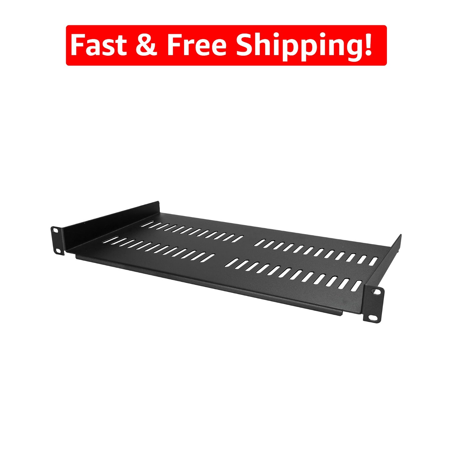 Versatile 1U Rack Mount Shelf - 19" Compatibility, 44lbs Capacity, Vented Design