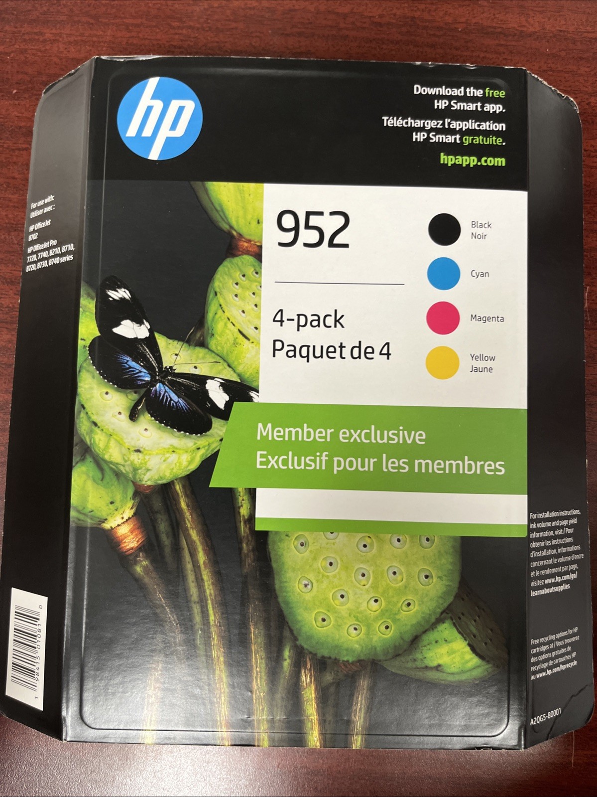 Genuine HP 952 Ink Cartridges - Black/Yellow/Cyan/Magenta 4-pack NEW Exp 2028