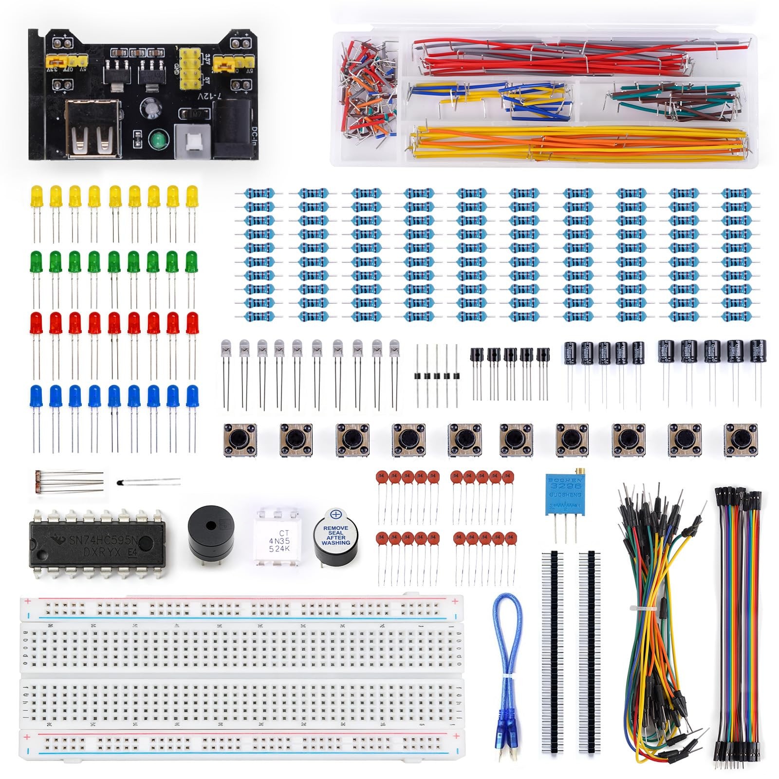 Electronics Component Fun Kit Basic Jumper Wire Breadboard For Arduino