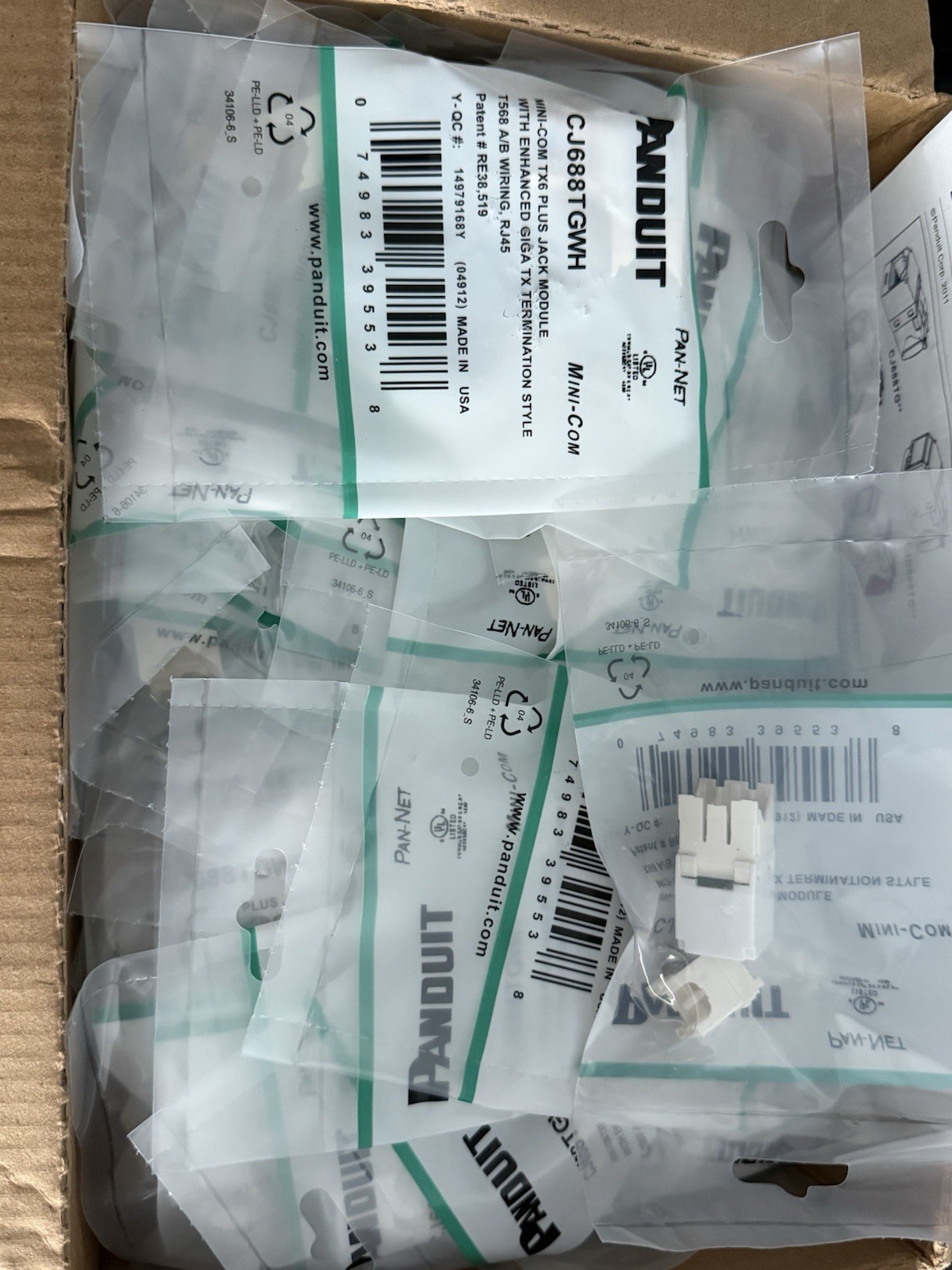 Panduit Mini-Com UTP RJ45 Cat 6 TG Jack Module - WHITE 