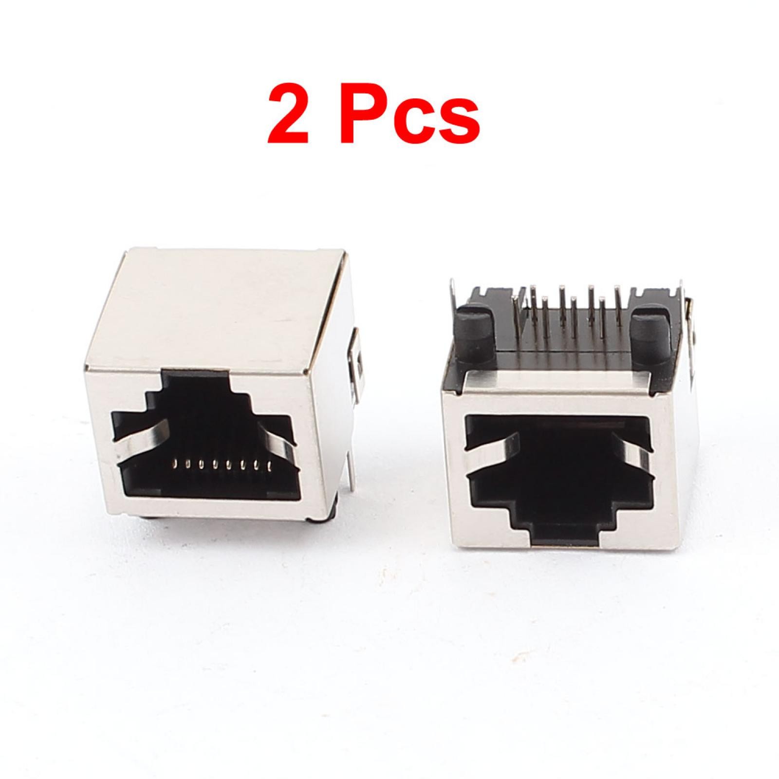 2 Pcs RJ45 Modular Jack 8P8C PCB Mount Socket Network Connectors Couplers