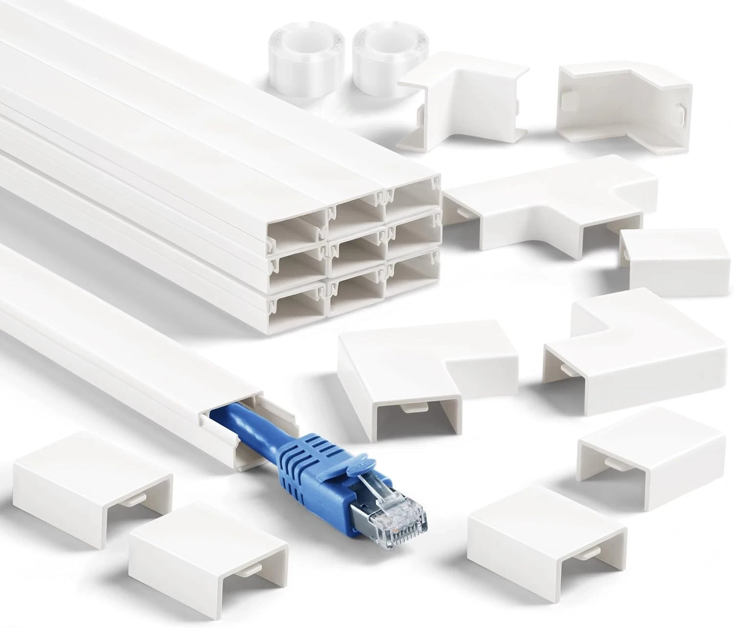 157in Cord Cover Wall Kit TV Cable Hider Raceway White Paintable Wire Cover New