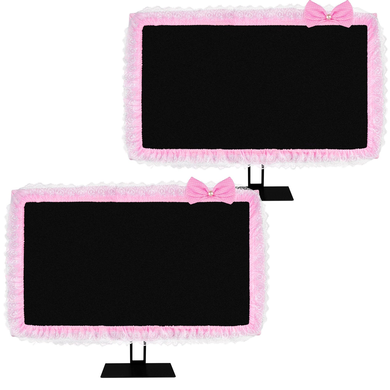 ReignSword 2 Pack Cute Computer Monitor Cover, 23''-26'' Elastic Pink
