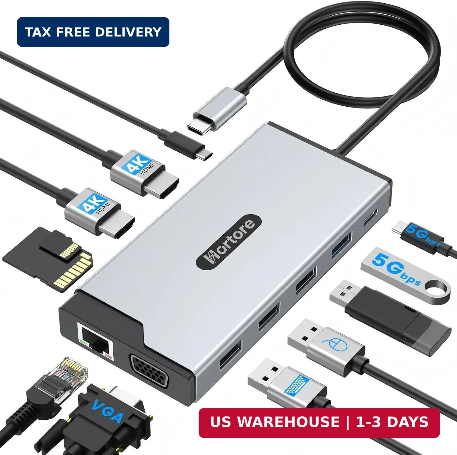 Docking Station USB C Hub Multiport Adapter Triple Display