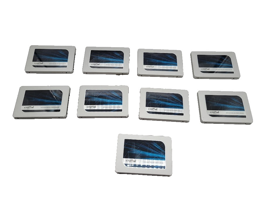  Lot of 9 Crucial MX500 250GB 3D NAND SATA III 6Gbps 2.5" SSD CT250MX500SSD1