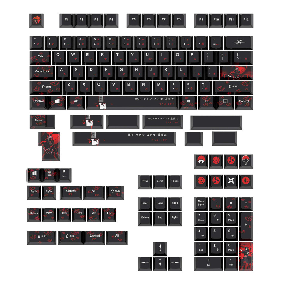 Uchiha Itachi Theme Dye-subs PBT Keycap Set