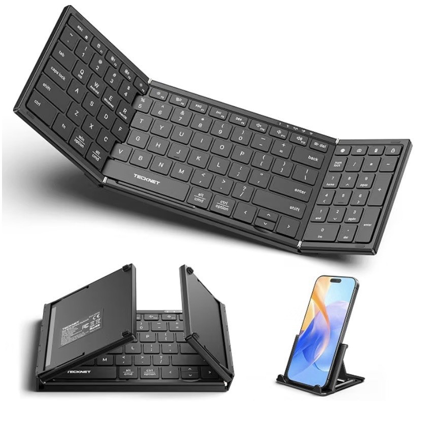 TECKNET Wireless Foldable Bluetooth Keyboard Number Pad Black