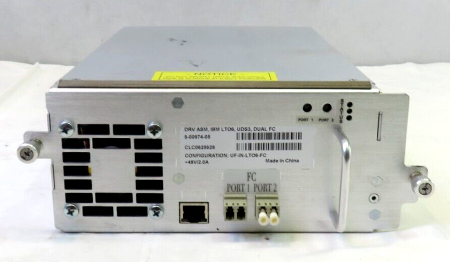 DRV ASM, IBM LTO6, UDS3, DUAL FC 8-00974-05 Tape Drive, FOR PARTS/ REPAIR