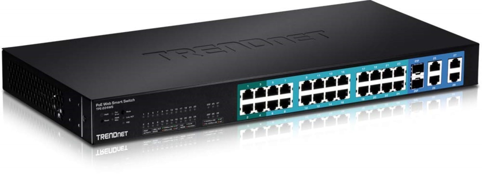 TRENDnet 28-Port 10/100Mbps Web Smart PoE+ Switch 20 x PoE Ports 4 x PoE+ Ports
