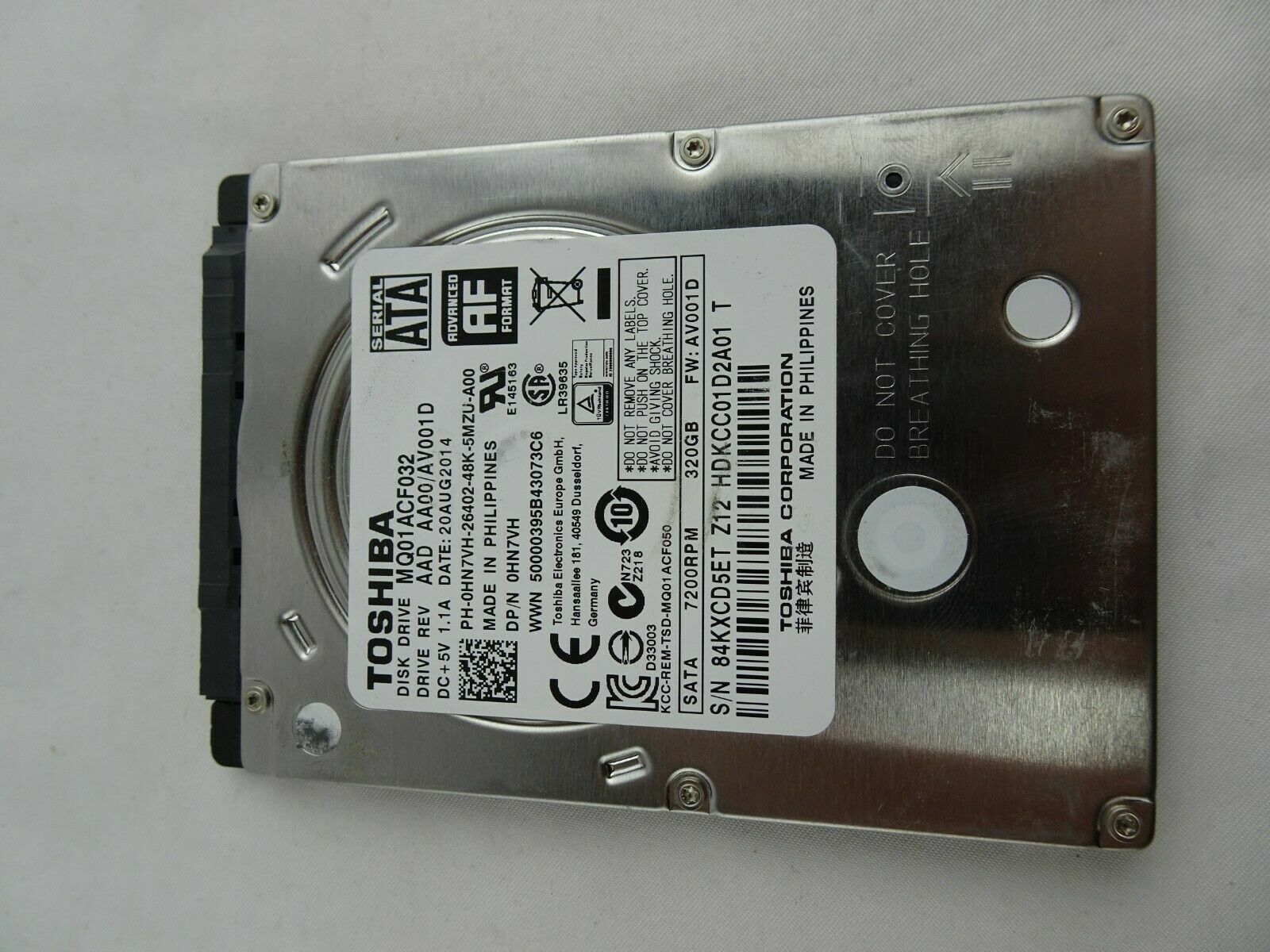 Toshiba 320GB 7200RPM 2.5" SATA Laptop Hard Drive (MQ01ACF032) US STOCK