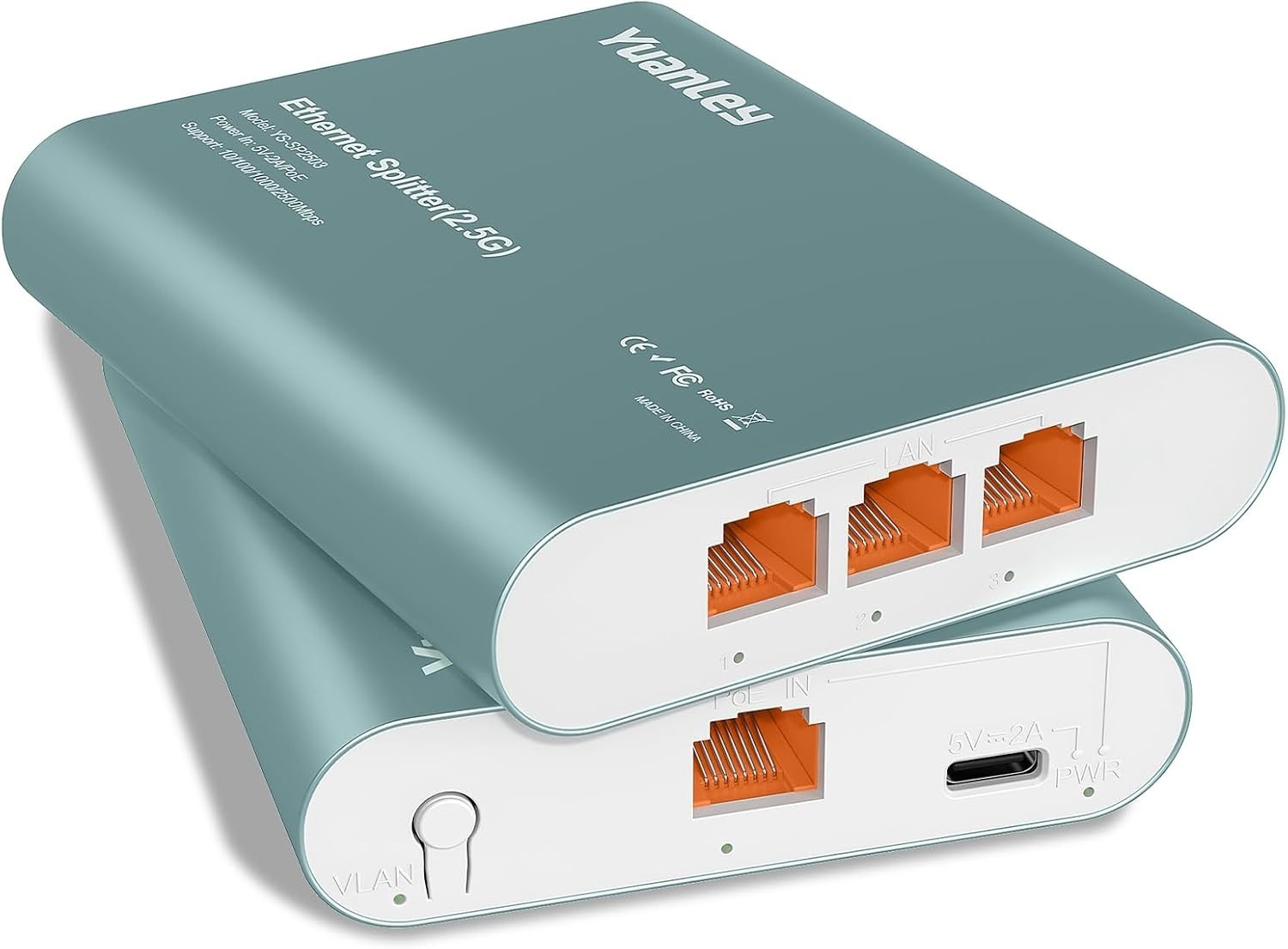 1 to 3 Port 2.5G Ethernet Splitter Switch with PoE Input, 4 Port 2.5G T01-39