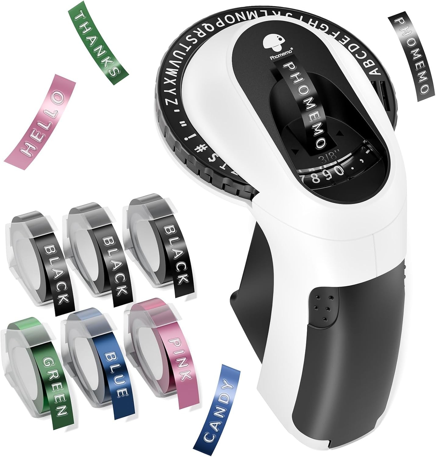 3D Embossing Label Maker with 5 Color Label Tapes 3/8" for Dymo Omega Xpress