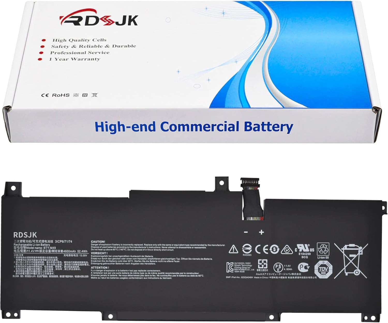 BTY M49 Laptop Battery for MSI Prestige 14 A10M A10SC A10SC 009 A10RB A10RAS MS