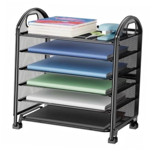 6-Tier Paper Tray Organizer—Fits 13.1" x 8.8" x 14.3"—Black