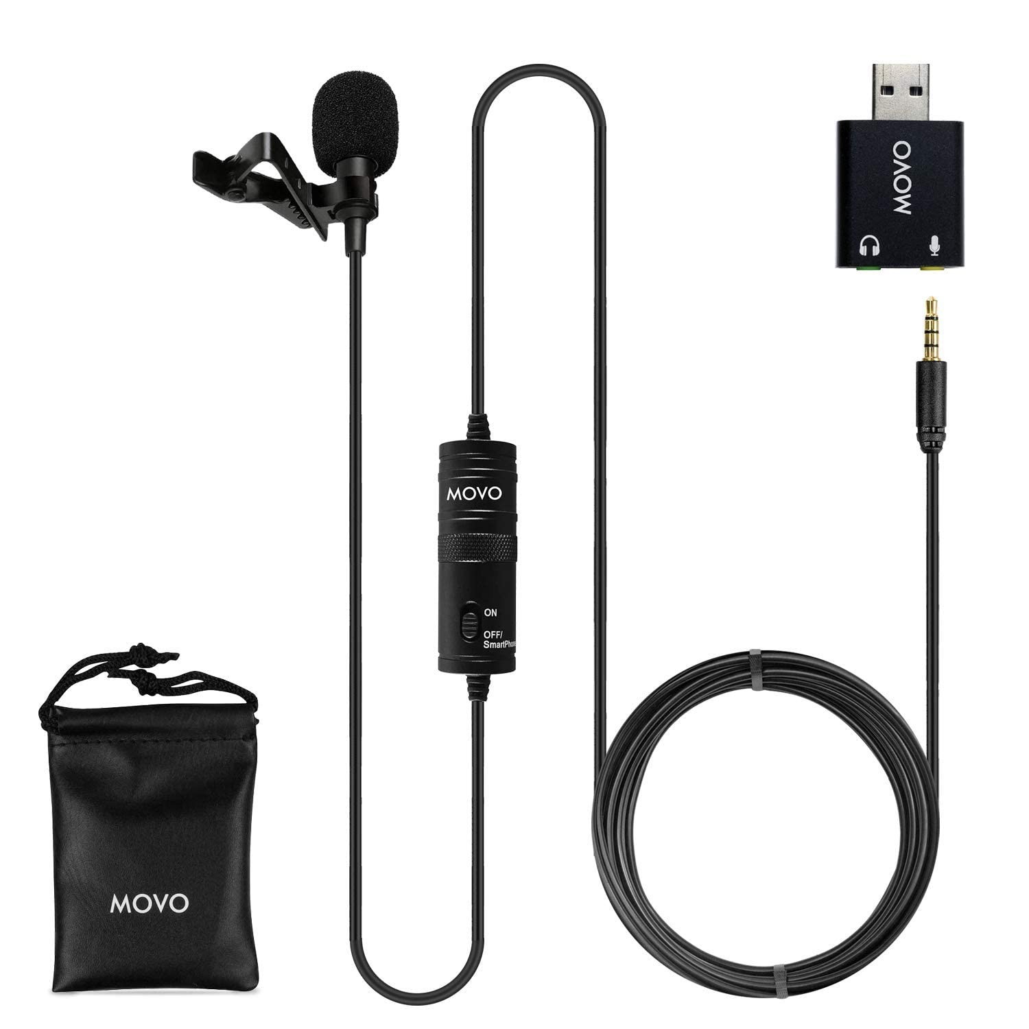 LV1-USB Lavalier Microphone for , Lapel for iPhone and Android Smartphones, B...