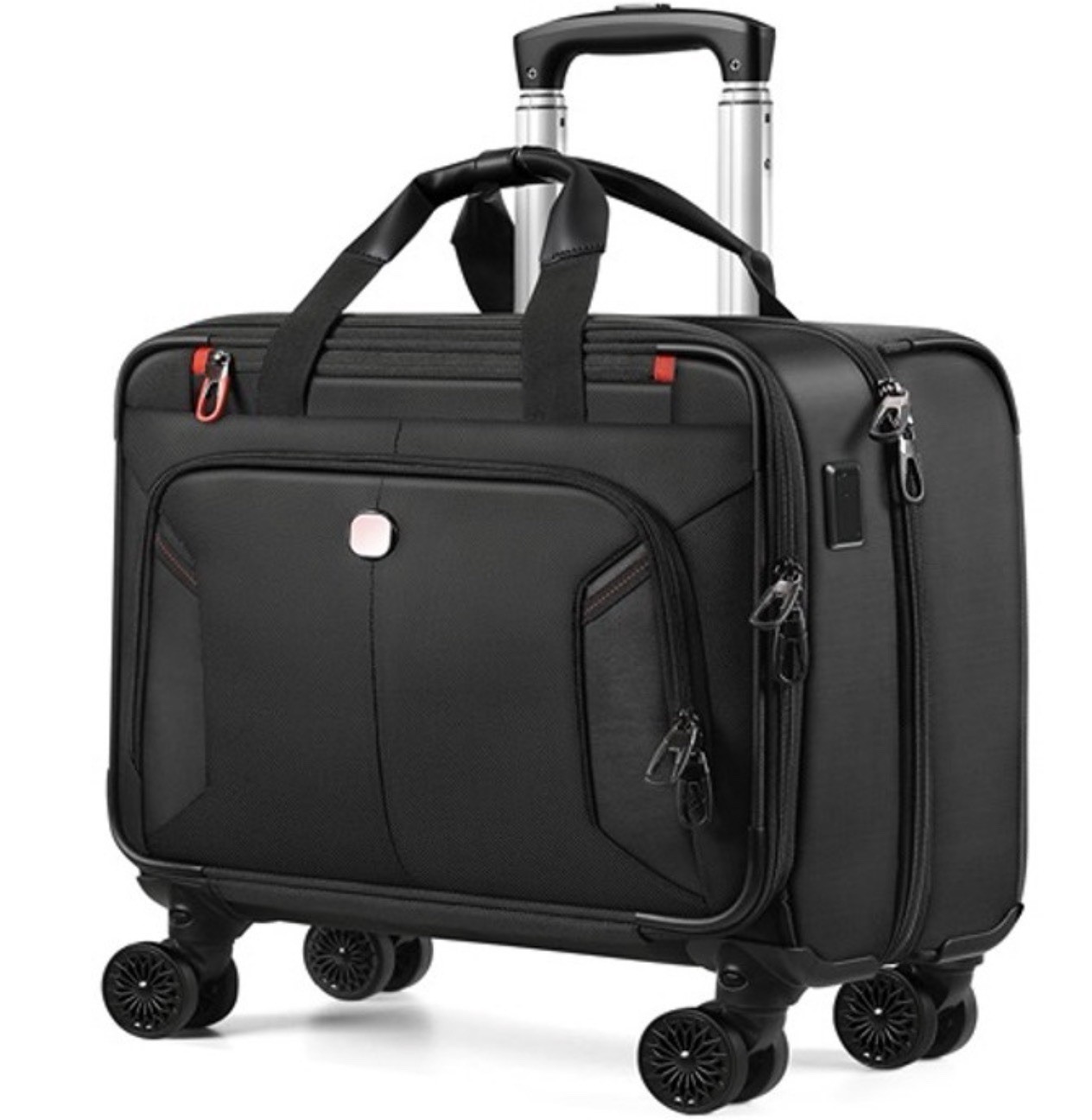 Star Cloud Rigid Frame Rolling Laptop Bag on Wheels, Rolling Briefcase with USB