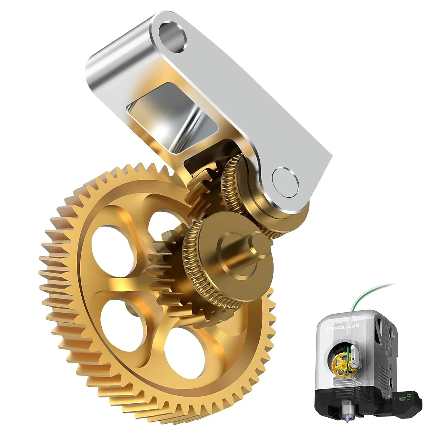 Upgraded Extruder Brass Gear for Bambu Lab P1P/P1S/X1C/X1E 3D Printers,Golden RN
