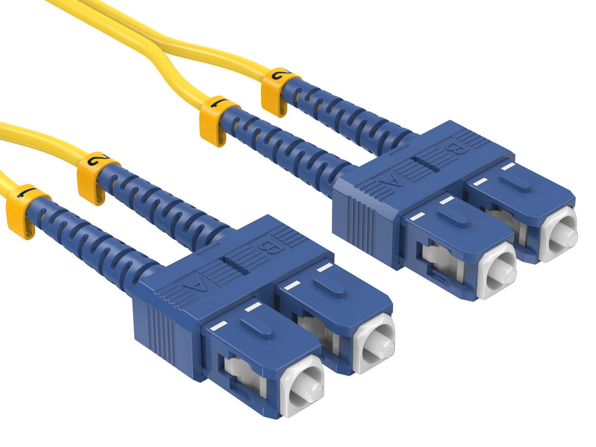 15m OS2 SC to SC UPC Duplex Corning Fiber Optic Cable SingleMode 9/125 OFNR R...