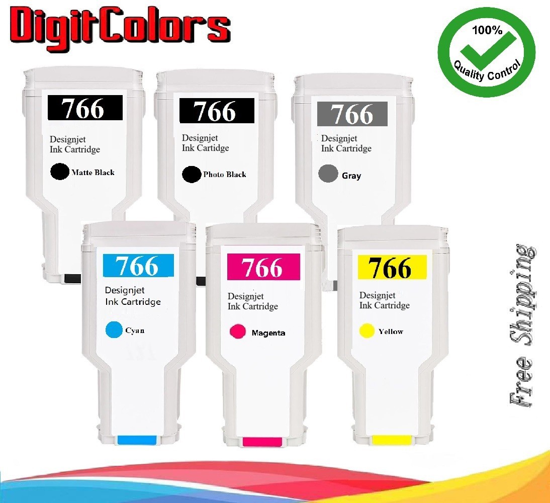 A Set 6 Colors 766 compatible ink cartridge For HP DesignJet XL3600/3600dr