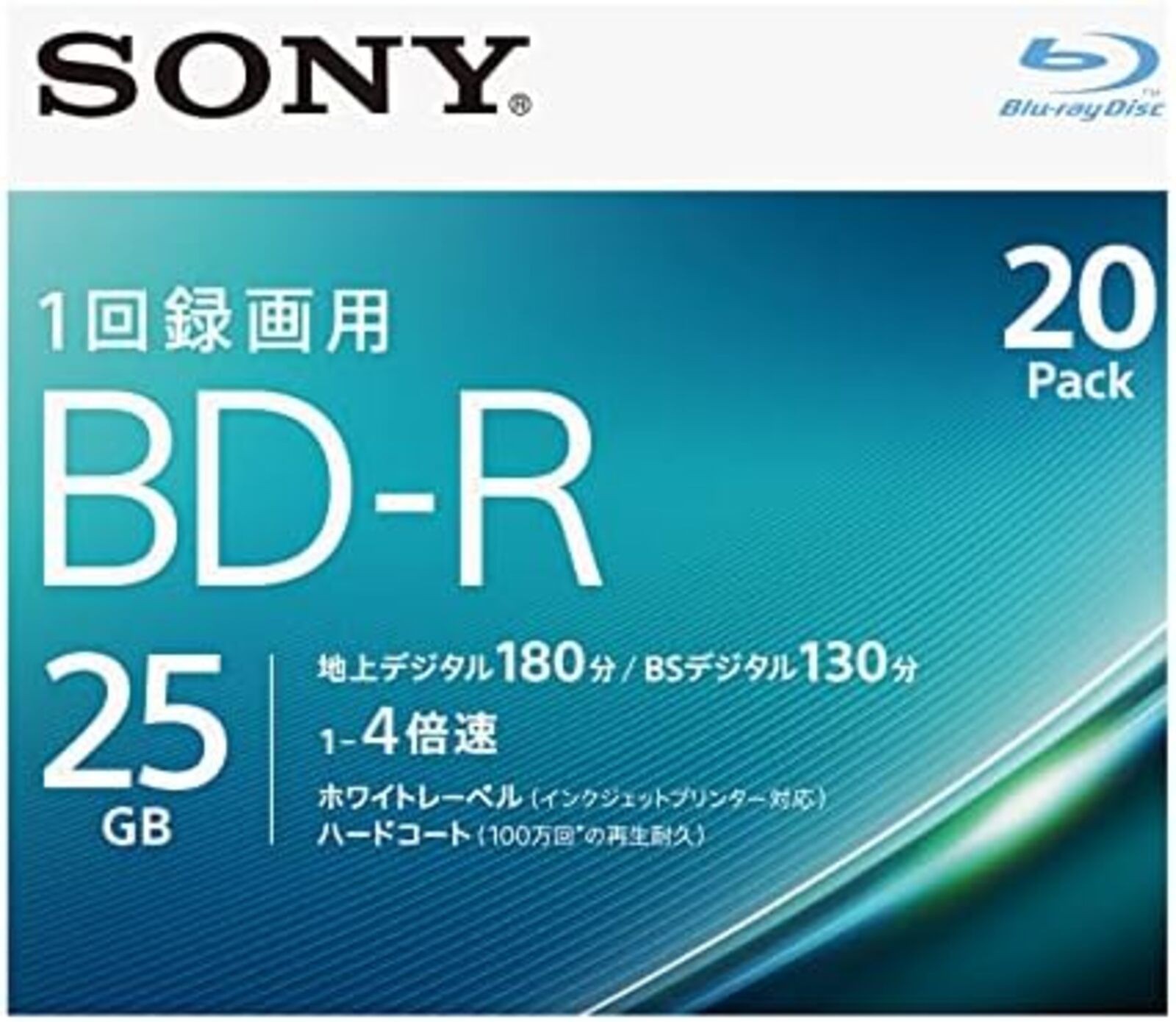 Sony Printable HD Blu-Ray 20pack BD-R BDR Blank Disc Media 4x 25Gb F/S w/Track#