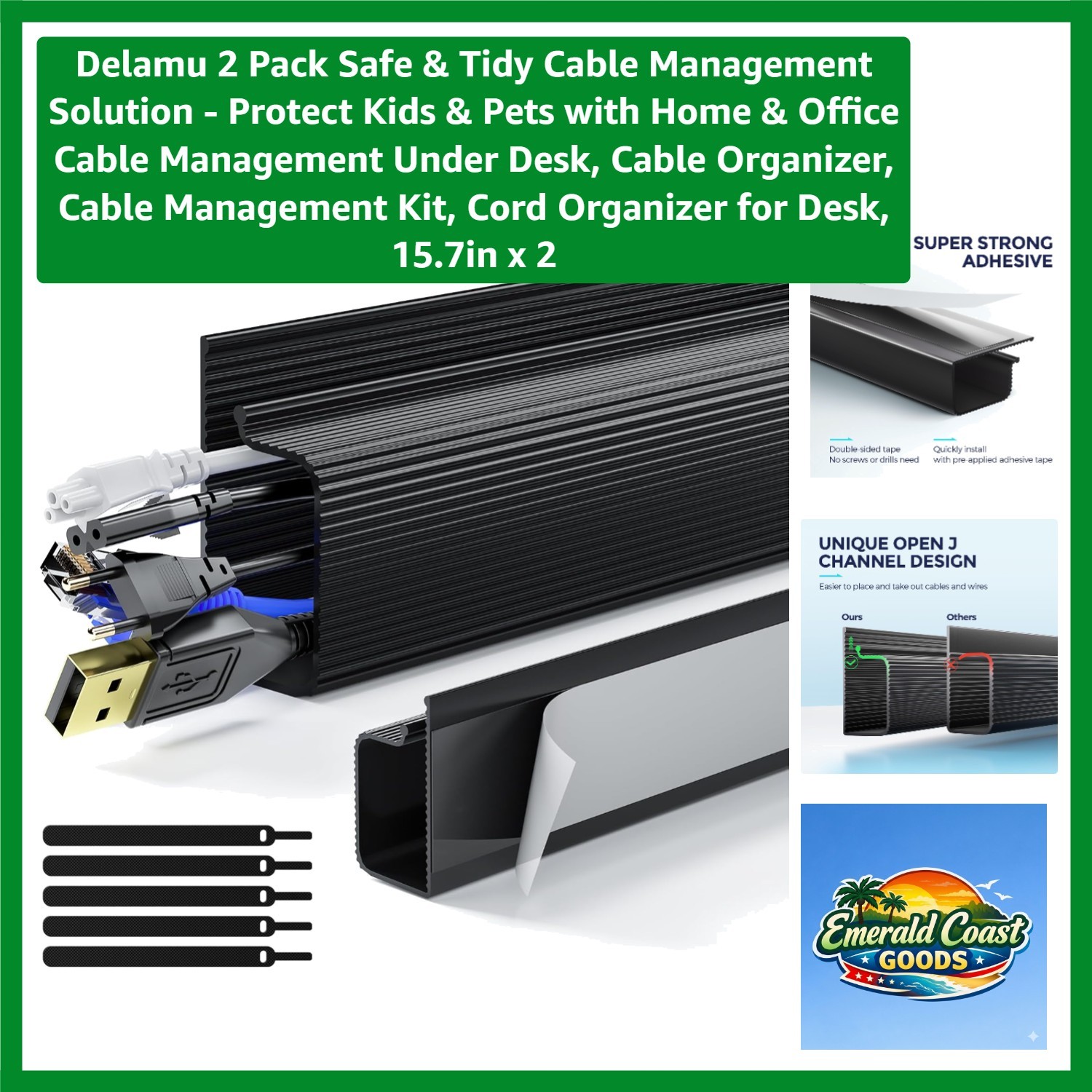 Easy Install 2 Pack Cable Management Kit - Stylish & Functional Protection