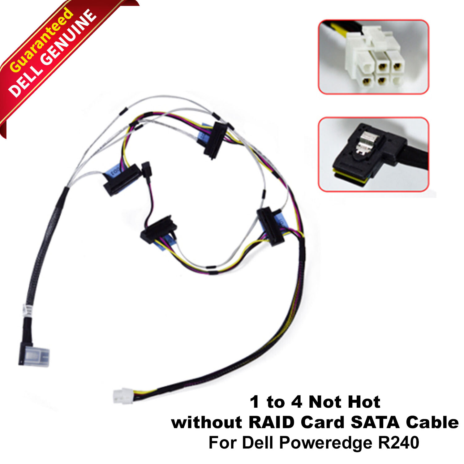 Dell PowerEdge R240 Cable 60cm 6-pin and Mini-SAS SFF-8837 to 4x SATA 2F8RD