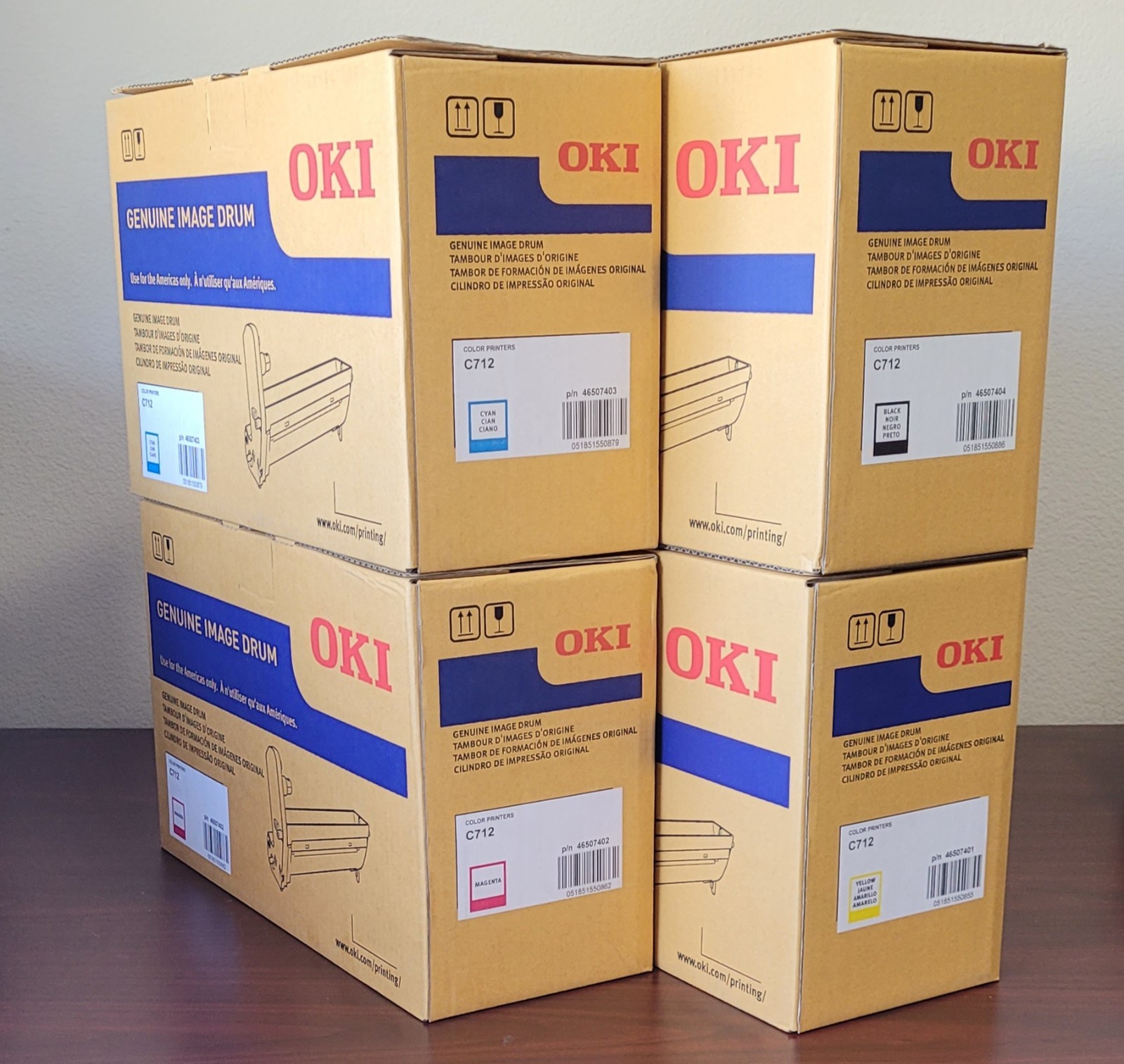 Set of (4) New Sealed Genuine OKI C712 Imaging Drum Black, Yellow, Cyan, Magenta