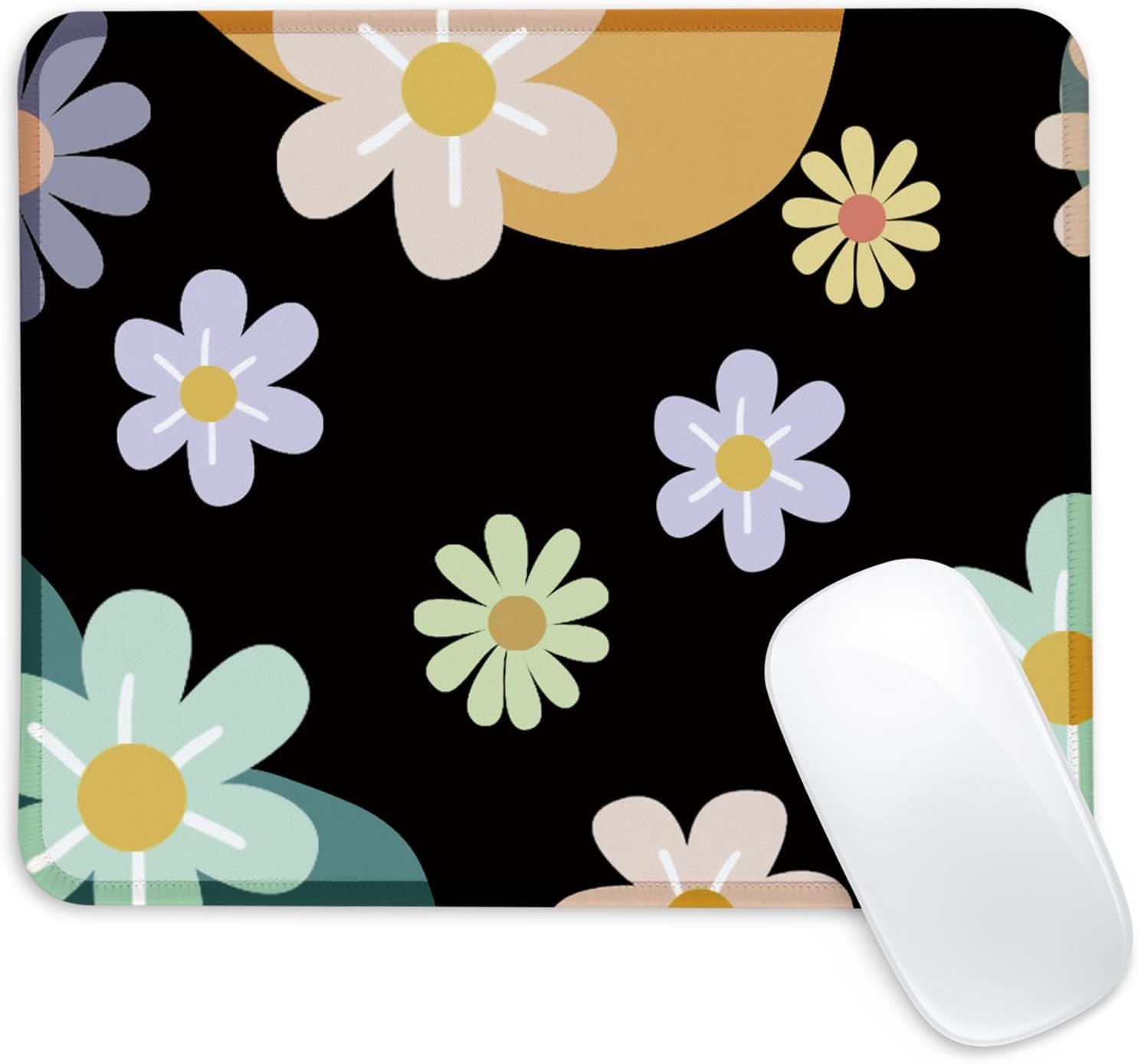 Flowers Square Mouse Pad with Non-Slip Rubber Base,Home Office Decoration