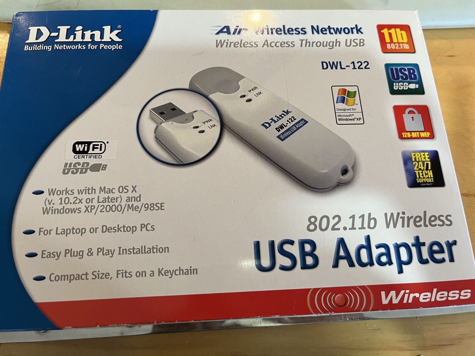 D-Link DWL-122 802.11b /2.4 GHz Wireless USB Adapter 54 MPS CD