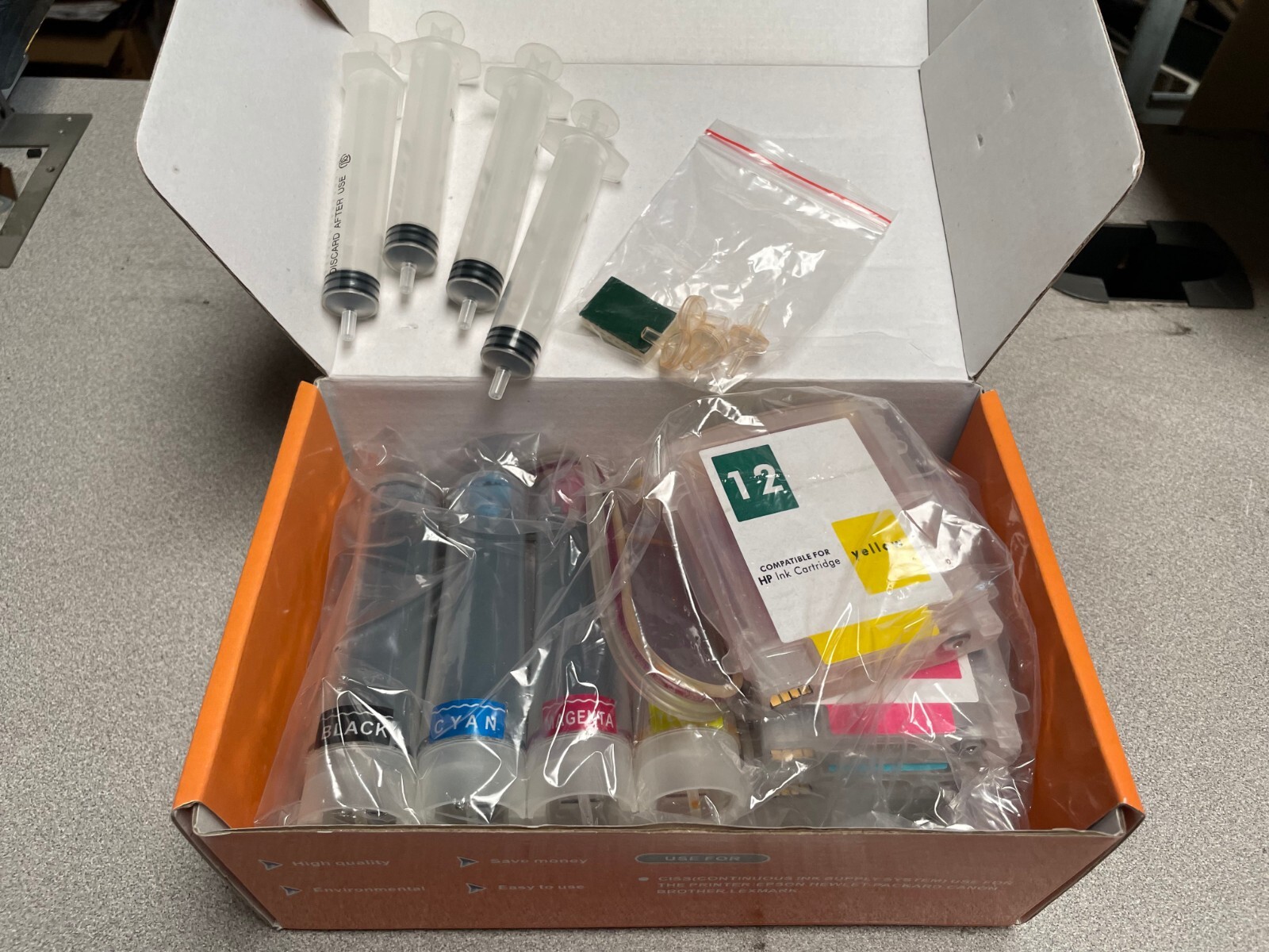Continuous Ink Supply System Business Inkjet 3000 with ink/chip Bulk 12 pack