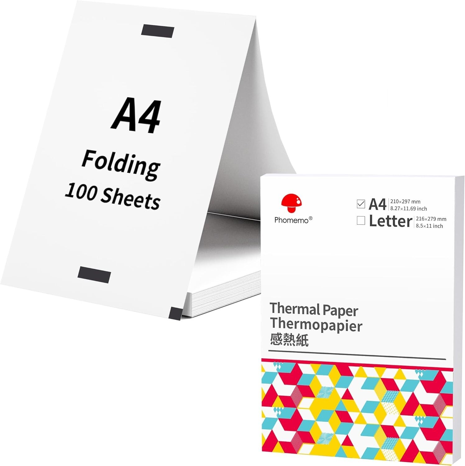 100-500PCS Thermal Paper A4/Letter Foldable for Phomemo M08F M832 Printer