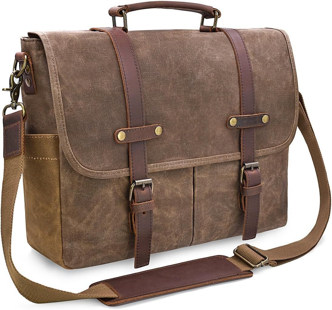 Mens Messenger Bag 15.6 Inch Business Office Work Briefcase Brown for Laptops