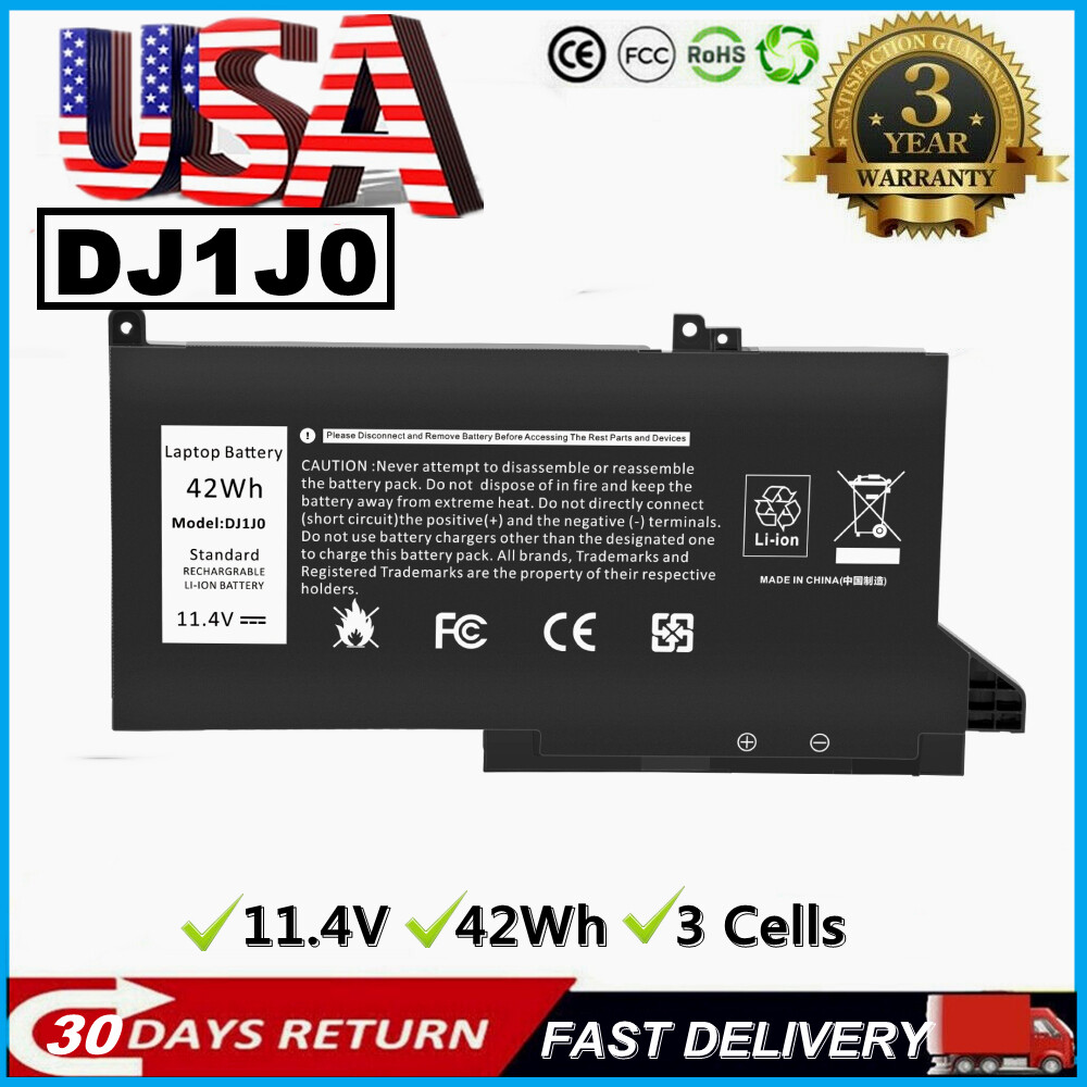 Lot 10 DJ1J0 Battery For Dell Latitude 12 7280 7290 13 7380 7390 14 7480 7490 US